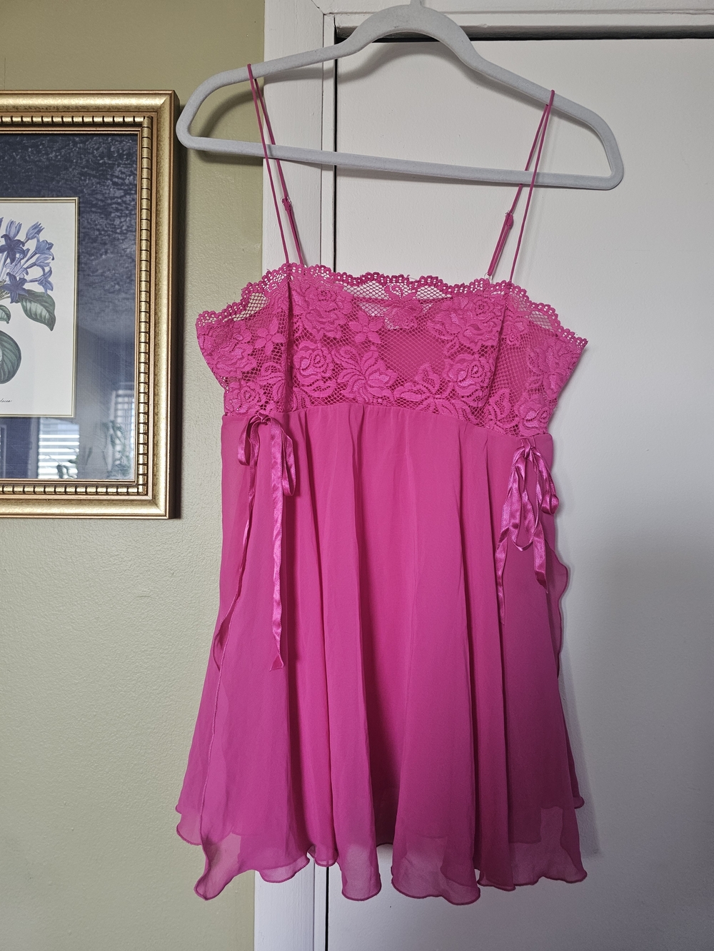 Victoria's Secret Hot Pink Lace Trim Camisole